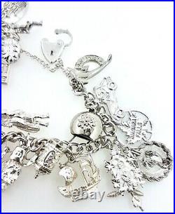 925 sterling silver charm BRACELET with heart padlock plus charms some silver