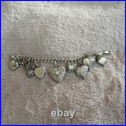 925 sterling silver heart charm bracelet preowned 6.75 925 sterling silver heart charm bracelet preowned 6.75