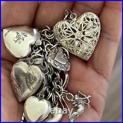 925 sterling silver heart charm bracelet preowned 6.75 925 sterling silver heart charm bracelet preowned 6.75