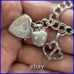925 sterling silver heart charm bracelet preowned 6.75 925 sterling silver heart charm bracelet preowned 6.75