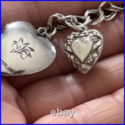 925 sterling silver heart charm bracelet preowned 6.75 925 sterling silver heart charm bracelet preowned 6.75