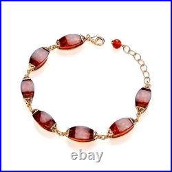 9ct Gold on Silver Natural Baltic Amber Ladies Ornate Chunky Women's Bracelet 9ct Gold on Silver Natural Baltic Amber Ladies Ornate Chunky Women's Bracelet