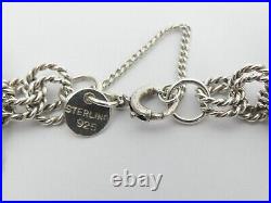 A Fine Sterling Silver Fancy Belcher Link Charm Bracelet 66.5 Grams