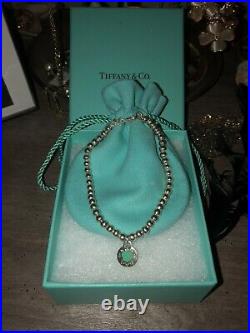 AUTHENTIC TIFFANY & Co Silver Heart Bracelet Charm + Band AG925 With Box and Bag