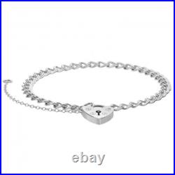 Acotis Silver Charm Bracelet With Heart Padlock G2087 Acotis Silver Charm Bracelet With Heart Padlock G2087
