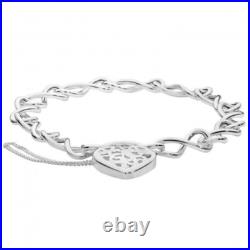 Acotis Silver Charm Bracelet With Heart Padlock G2389 Acotis Silver Charm Bracelet With Heart Padlock G2389