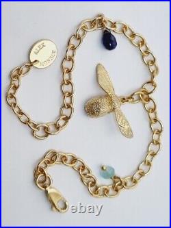 Alex Monroe BABY BEE charm bracelet 22ct gold silver Iolite Chalcedony new