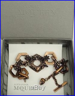 Alexander Mcqueen Skull Swarovski Crystal Charms Bracelet Boxed
