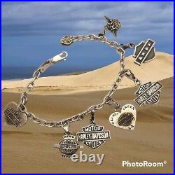 Amazing Harley Davidson Motorcycles sterling silver Charm Bracelet