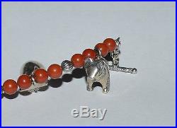 Andrew Rodriguez Carolyn Pollack Sterling Silver And Coral Beads Charm Bracelet