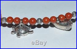 Andrew Rodriguez Carolyn Pollack Sterling Silver And Coral Beads Charm Bracelet