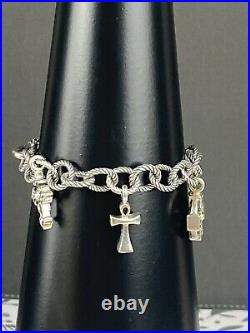 Ann King Cross Charm Bracelet 925 Sterling Silver 18k Gold