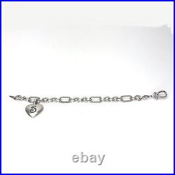 Ann King Sterling Silver Toggle Bracelet 925 & 18K Gold Initial S Heart Charm 7