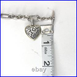 Ann King Sterling Silver Toggle Bracelet 925 & 18K Gold Initial S Heart Charm 7