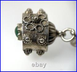 Antique 800 Silver Italian Etruscan Revival Gypsy Charm Bracelet Coral 7 1/4