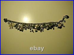 Antique Charm Bracelet Early 1900 Sterling Silver