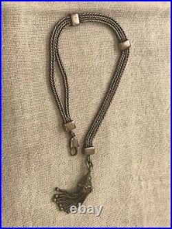 Antique English Solid Silver Albert Watch 7.5 Chain Bracelet Tassel Charm Fob