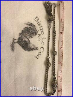Antique English Solid Silver Albertina Chain Bracelet Large Tassel Charm Fob
