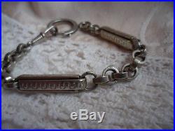 Antique French Silver Vintage Watch Chain Dog Clip Bracelet With Old Ball Charm