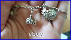 Antique Japanese silver charm bracelet, 11 charms- very delicate, many rare