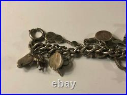 Antique Loaded Western Sterling Silver Charm Bracelet 60 g with 22 Charms
