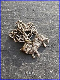 Antique Sterling Silver Cat Charm Bracelet