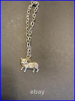 Antique Sterling Silver Cat Charm Bracelet