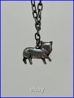 Antique Sterling Silver Cat Charm Bracelet