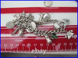 Antique Sterling Silver Charm Bracelet Filled With 19 Charms