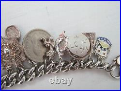 Antique Sterling Silver Charm Bracelet Filled With 24 Charms