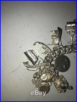 Antique Victorian Silver Charm Bracelet 25 charms 116 grams