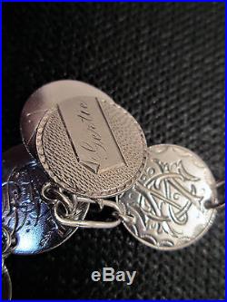Antique Victorian Silver Love Token Charm Bracelet 20 Tokens