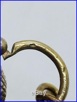 Antique Victorian Sterling Silver Gold Vermeil Link Acorn Padlock Charm Bracelet