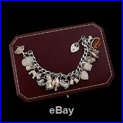 Antique Vintage Deco Sterling Silver English Grand Tour Souvenir Charm Bracelet