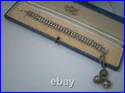 Antique Vintage Sterling Silver Albertina Style Dog Clip 3d Charm Bracelet 7.5