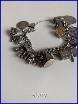 Antique Vintage Sterling Silver Charms Bracelet