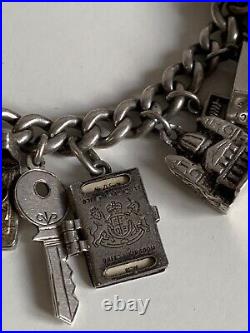 Antique Vintage Sterling Silver Charms Bracelet