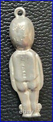 Antique Vintage Sterling Silver Fums Up Lucky Doll Fob Charm Pendant Bracelet Uk