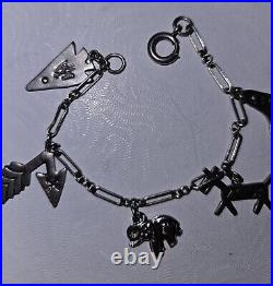 Antique Vintage Sterling silver Charm Bracelet Small 6 Length