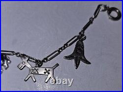 Antique Vintage Sterling silver Charm Bracelet Small 6 Length