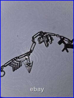 Antique Vintage Sterling silver Charm Bracelet Small 6 Length