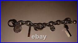 Armani Exchange Silver Tone Chunky Charm Bracelet 19cm Long