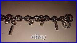 Armani Exchange Silver Tone Chunky Charm Bracelet 19cm Long