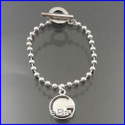 Auth GUCCI Signature Charm Ball Chain Toggle Bracelet 925 Sterling Silver