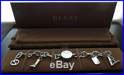 Auth Gucci 107 Diamond / Charm Bracelet Watch Boxed