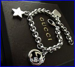 Auth Gucci Trademark Charm Bracelet Sterling Silver 925