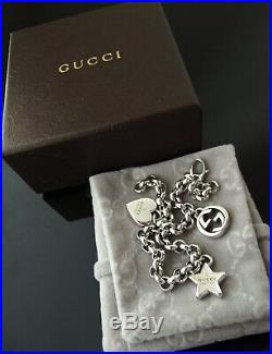 Auth Gucci Trademark Charm Bracelet Sterling Silver 925