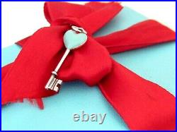 Auth Tiffany & Co Silver Blue Enamel Heart Key Charm For Necklace Or Bracelet