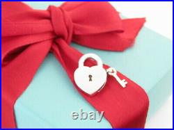 Auth Tiffany & Co Silver Keyhole Padlock Charm Pendant For Necklace Or Bracelet