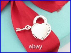 Auth Tiffany & Co Silver Keyhole Padlock Charm Pendant For Necklace Or Bracelet